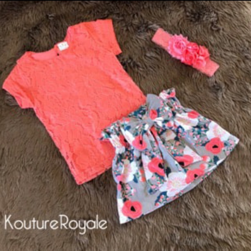 Coral skirt set